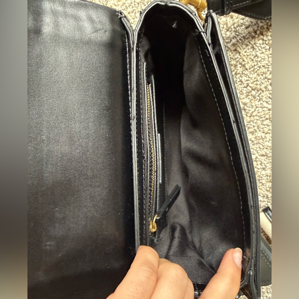 Zara Black Shoulder Bag Claw Carabiner Canvas Strap - Picture 10 of 11